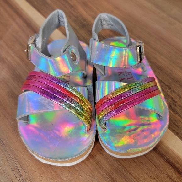 Badgley Mishka Iridescent Multi Color Rainbow Sandals Toddler Size 5 - Picture 7 of 17
